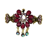 Haargreifer Pfau Haarkneifer Haarklammer Metall & Strass bordeaux gold 8169